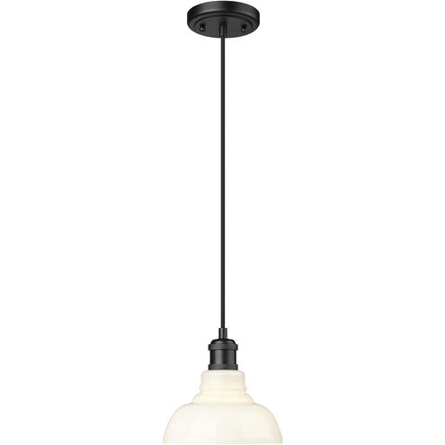 Carver 1 Light 7.5 inch Matte Black Mini Pendant Ceiling Light in Vintage Milk Glass